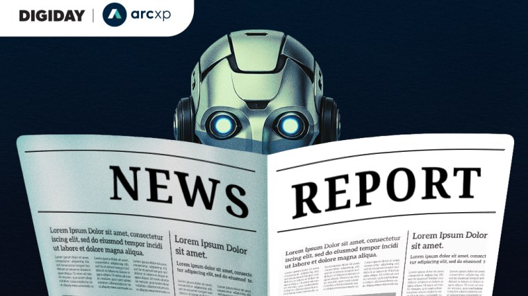 Abstract illustration representing AI integration in digital newsrooms, symbolizing how publishers are adopting AI in editorial workflows and content creation.